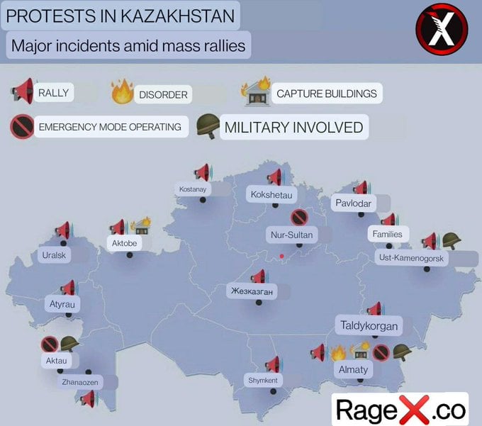مظاهرات حادة في كازاخستان